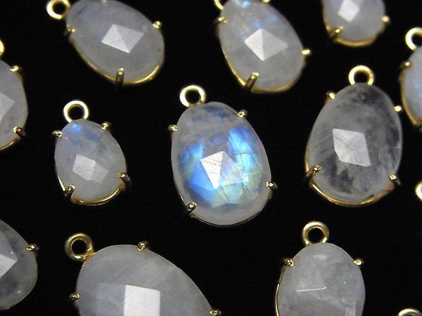 Bezel Setting, Free Form, Rainbow Moonstone Gemstone Beads