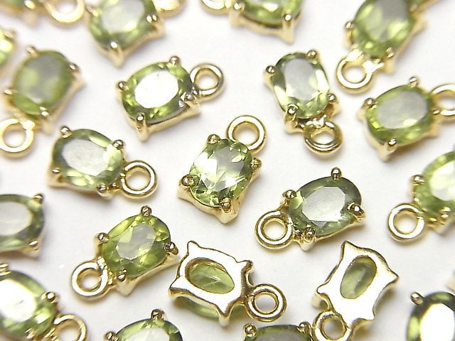 Bezel Setting, Oval, Peridot Gemstone Beads