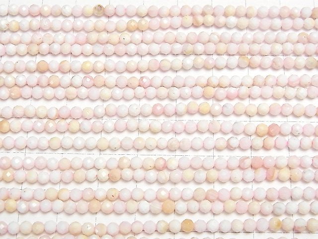 [Video]High Quality! Queen Conch Shell AA+ Faceted Round 3mm 1strand beads (aprx.15inch/37cm)