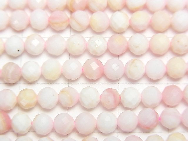 [Video]High Quality! Queen Conch Shell AA++ Faceted Round 4mm 1strand beads (aprx.15inch/37cm)