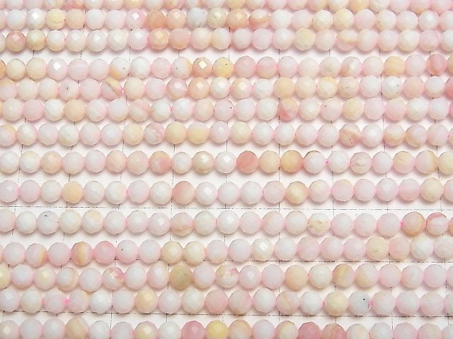 [Video]High Quality! Queen Conch Shell AA++ Faceted Round 4mm 1strand beads (aprx.15inch/37cm)