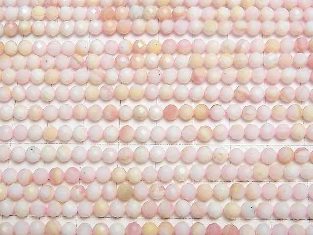 [Video]High Quality! Queen Conch Shell AA++ Faceted Round 4mm 1strand beads (aprx.15inch/37cm)