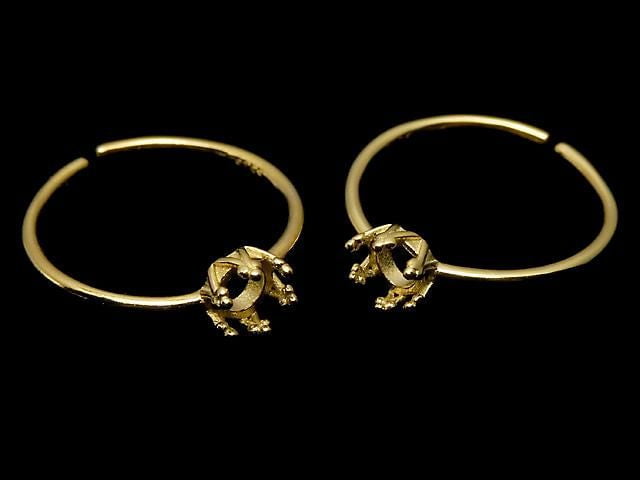 [Video] Silver925 Crown Ring Frame (Prong Setting) Round 4mm 18KGP Free Size 1pc