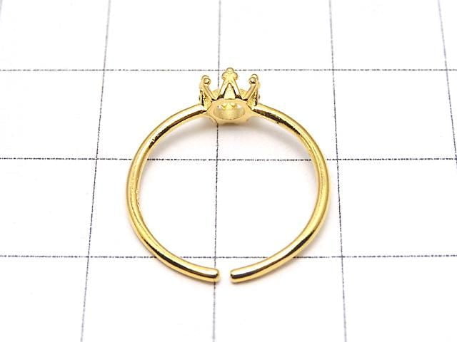 [Video] Silver925 Crown Ring Frame (Prong Setting) Round 4mm 18KGP Free Size 1pc