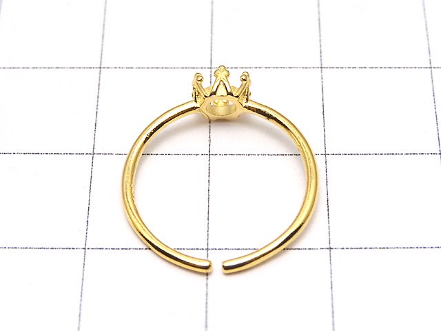 [Video]Silver925 Crown Ring Frame (Prong Setting) Round 4mm 18KGP Free Size 1pc