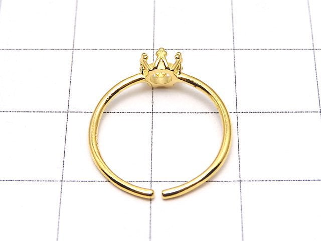 [Video]Silver925 Crown Ring Frame (Prong Setting) Round 4mm 18KGP Free Size 1pc