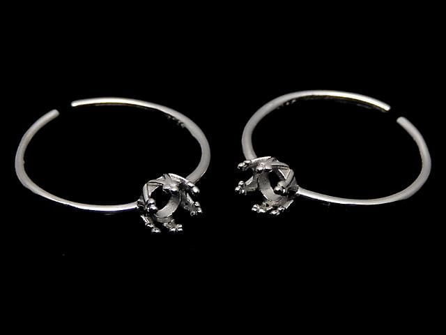 [Video] Silver925 Crown Ring Frame (Prong Setting) Round 4mm Rhodium Plated One Size Fits All 1pc