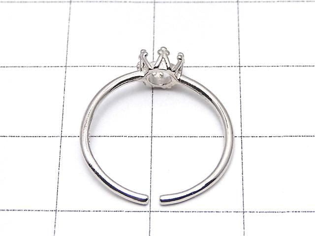 [Video] Silver925 Crown Ring Frame (Prong Setting) Round 4mm Rhodium Plated One Size Fits All 1pc