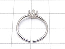 [Video]Silver925 Crown Ring Frame (Prong Setting) Round 4mm Rhodium Plated Free Size 1pc