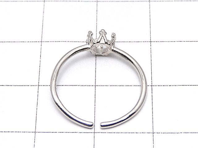 [Video]Silver925 Crown Ring Frame (Prong Setting) Round 4mm Rhodium Plated Free Size 1pc