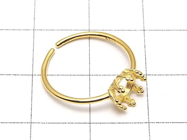 [Video] Silver925 Crown Ring Frame (Prong Setting) Round 6mm 18KGP Free Size 1pc
