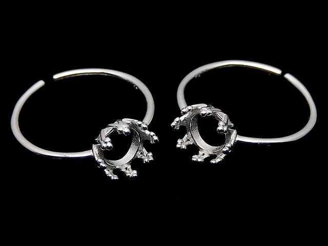 [Video] Silver925 Crown Ring Frame (Prong Setting) Round 6mm Rhodium Plated One Size Fits All 1pc