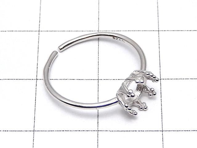 [Video] Silver925 Crown Ring Frame (Prong Setting) Round 6mm Rhodium Plated One Size Fits All 1pc