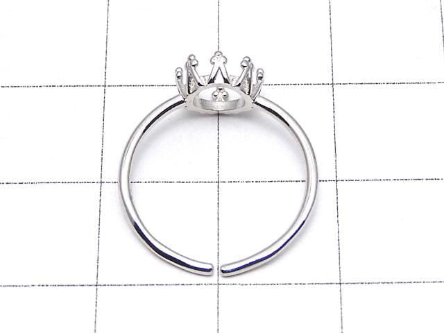 [Video] Silver925 Crown Ring Frame (Prong Setting) Round 6mm Rhodium Plated One Size Fits All 1pc