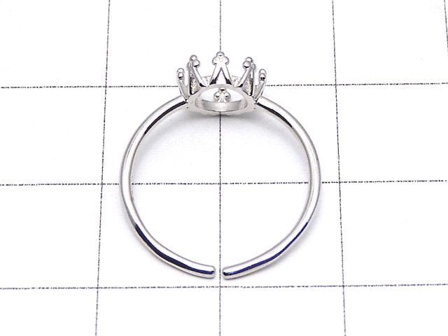 [Video]Silver925 Crown Ring Frame (Prong Setting) Round 6mm Rhodium Plated Free Size 1pc