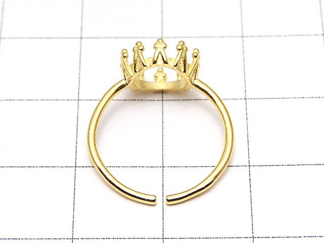 [Video]Silver925 Crown Ring Frame (Prong Setting) Round 8mm 18KGP Free Size 1pc