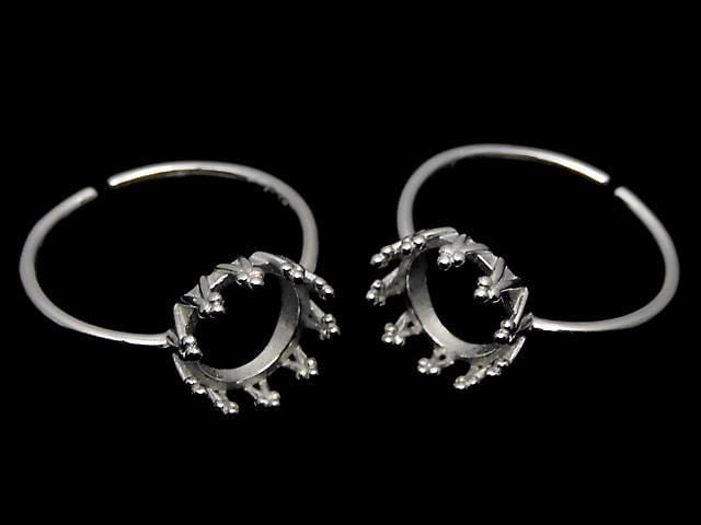 [Video] Silver925 Crown Ring Frame (Prong Setting) Round 8mm Rhodium Plated One Size Fits All 1pc