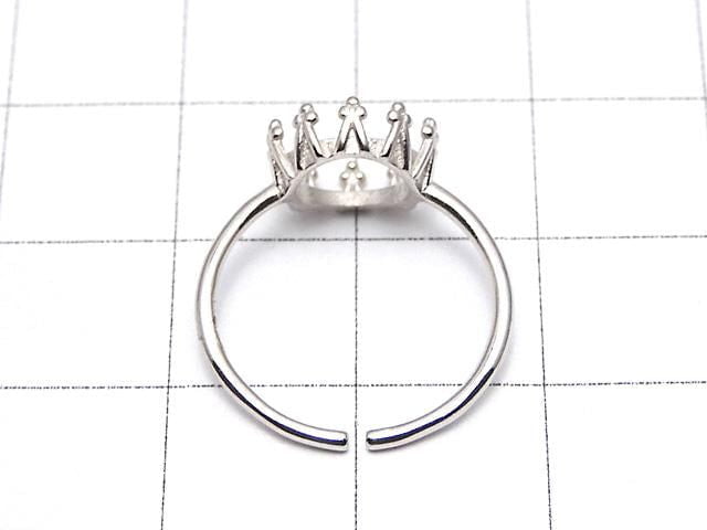 [Video] Silver925 Crown Ring Frame (Prong Setting) Round 8mm Rhodium Plated One Size Fits All 1pc
