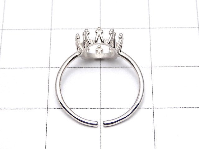 [Video]Silver925 Crown Ring Frame (Prong Setting) Round 8mm Rhodium Plated Free Size 1pc