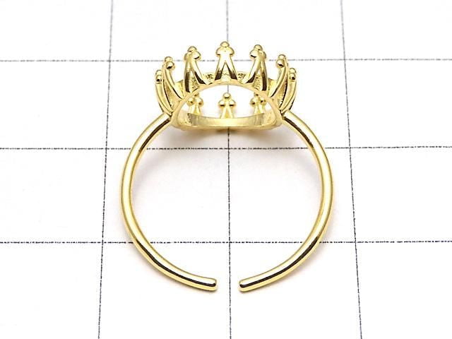 [Video] Silver925 Crown Ring Frame (Prong Setting) Round 10mm 18KGP Free Size 1pc