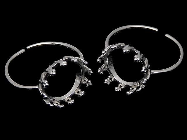 [Video] Silver925 Crown Ring Frame (Prong Setting) Round 10mm Rhodium Plated Free Size 1pc