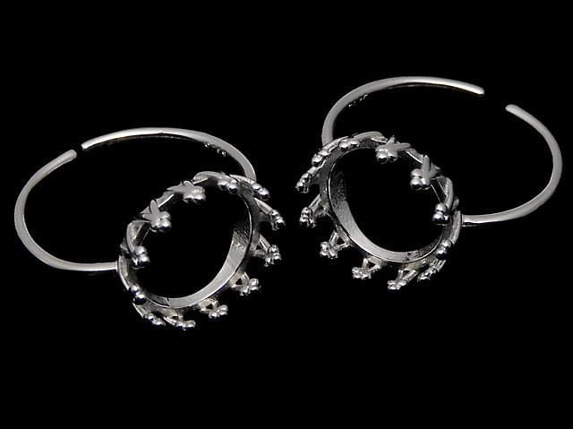 Bague Couronne en Argent 925 (Monture à Griffes) Ronde 10mm Plaqué Rhodium Taille Libre 1pc