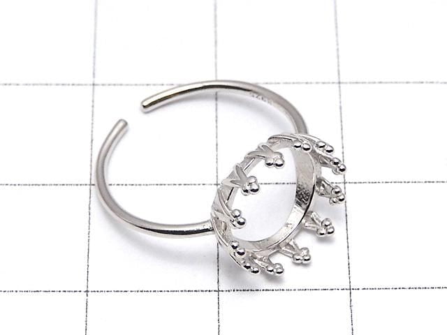 [Video] Silver925 Crown Ring Frame (Prong Setting) Round 10mm Rhodium Plated Free Size 1pc