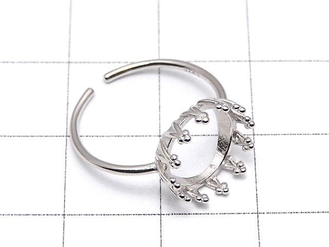 [Video]Silver925 Crown Ring Frame (Prong Setting) Round 10mm Rhodium Plated Free Size 1pc