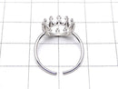 [Video]Silver925 Crown Ring Frame (Prong Setting) Round 10mm Rhodium Plated Free Size 1pc
