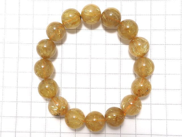 [Video][One of a kind] Rutilated Quartz AAA- Round 13mm Bracelet NO.205