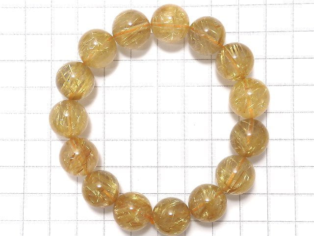 [Video][One of a kind] Rutilated Quartz AAA- Round 14mm Bracelet NO.215