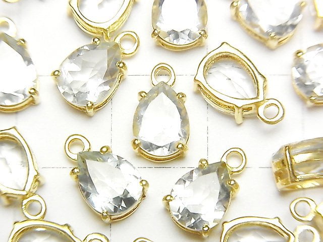 [Video]High Quality Green Amethyst AAA Bezel Setting Pear shape Faceted 8x6mm 18KGP 2pcs