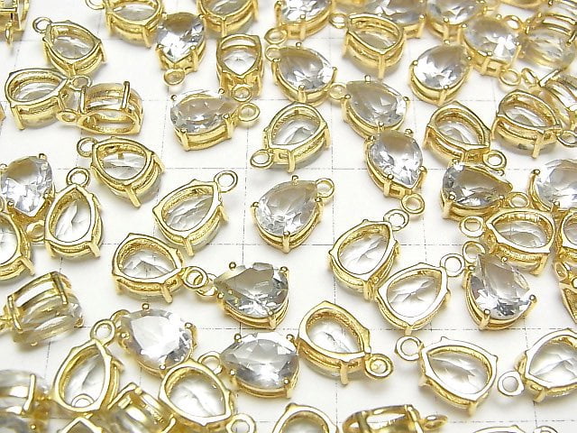 [Video]High Quality Green Amethyst AAA Bezel Setting Pear shape Faceted 8x6mm 18KGP 2pcs