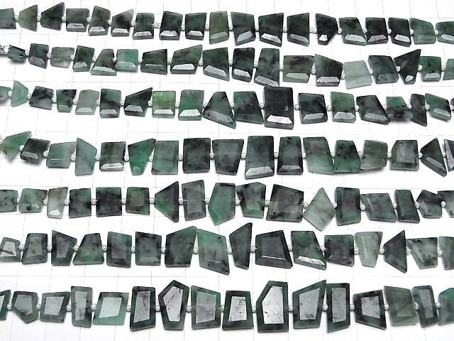 [Video] Brazilian Emerald AA Rough Slice Faceted 1strand beads (aprx.7inch/17cm)