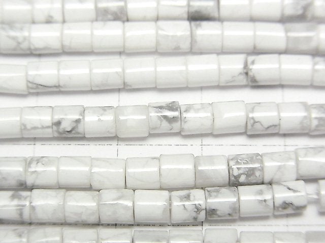 [Video] Howlite Magnesite Tube (Heishi )4mm 1strand beads (aprx.15inch/37cm)