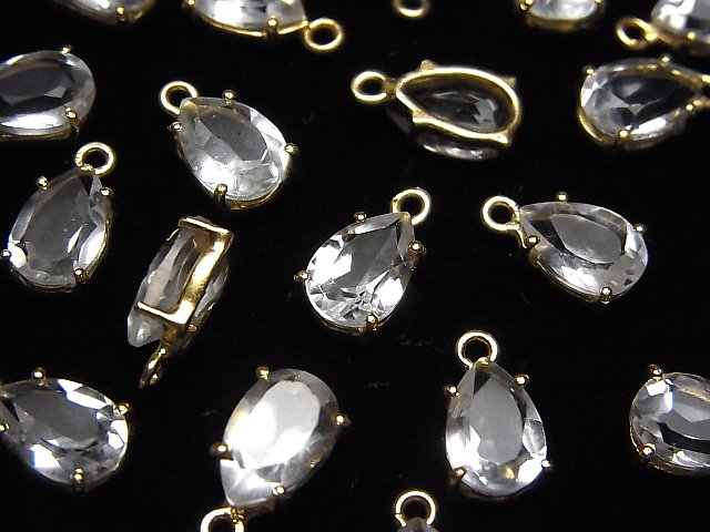 [Video]High Quality Crystal AAA Bezel Setting Pear shape Faceted 9x6mm 18KGP 2pcs