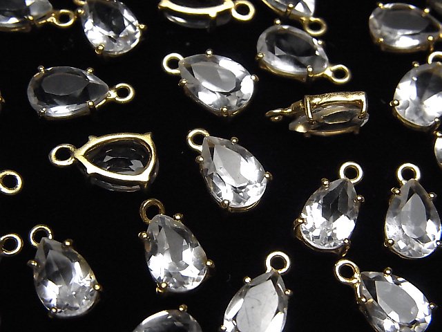 [Video]High Quality Crystal AAA Bezel Setting Pear shape Faceted 9x6mm 18KGP 2pcs