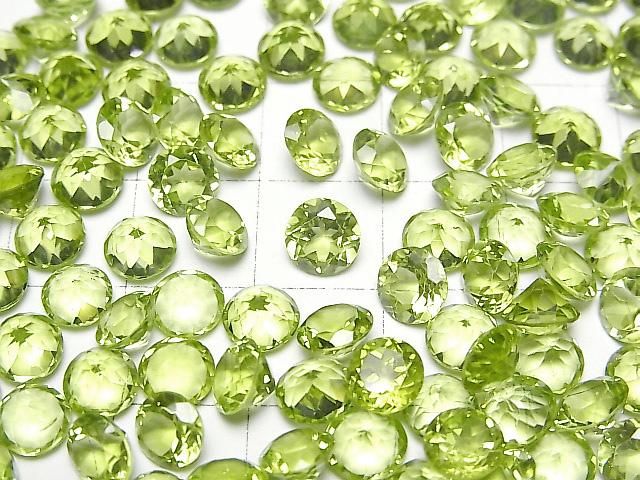 [Video]High Quality Peridot AAA Loose stone Round Faceted 6x6mm 2pcs