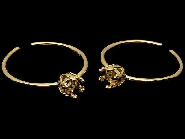 [Video] Silver925 Crown Ring Frame (Prong Setting) Round Faceted 4mm 18KGP Free Size 1pc