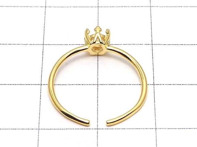 [Video] Silver925 Crown Ring Frame (Prong Setting) Round Faceted 4mm 18KGP Free Size 1pc