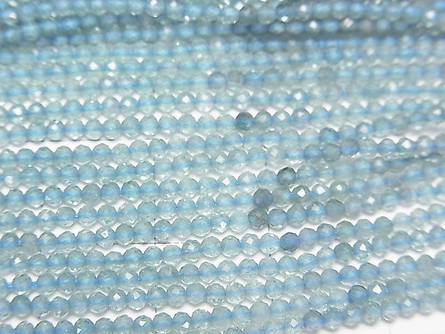 [Video]High Quality! Blue Tourmaline AAA Faceted Round 2mm half or 1strand beads (aprx.12inch/30cm)