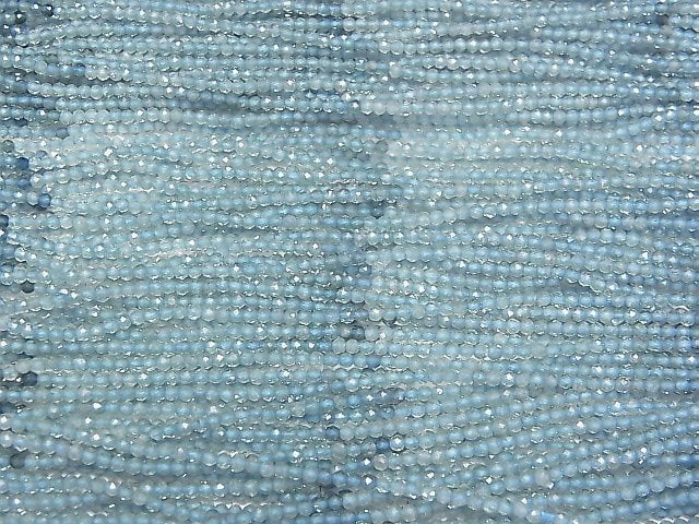 [Video]High Quality! Blue Tourmaline AAA Faceted Round 2mm half or 1strand beads (aprx.12inch/30cm)