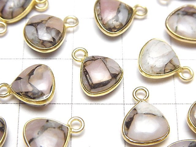 [Video]Copper Pink Opal AAA Bezel Setting Chestnut 9x9mm 18KGP 4pcs