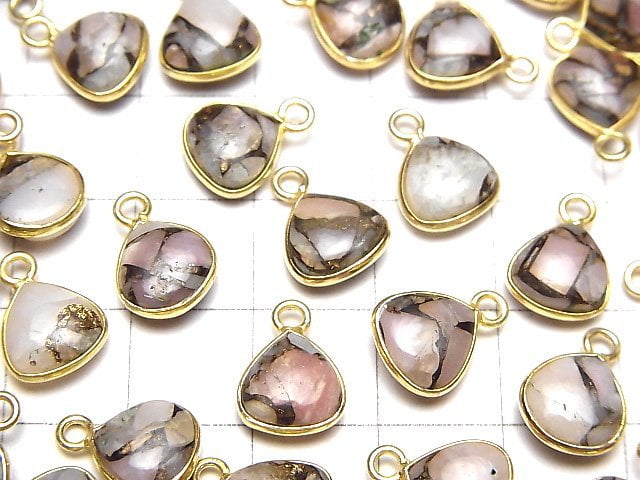 [Video]Copper Pink Opal AAA Bezel Setting Chestnut 9x9mm 18KGP 4pcs