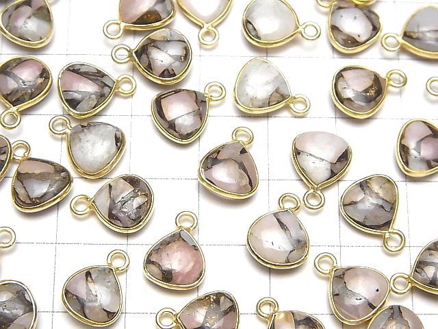 [Video]Copper Pink Opal AAA Bezel Setting Chestnut 9x9mm 18KGP 4pcs