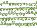 [Video]High Quality Tsavorite Garnet AA++ Pear shape Faceted Briolette half or 1strand beads (aprx.7inch/18cm)