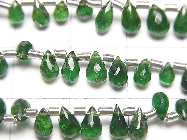 [Video]High Quality Tsavorite Garnet AA++ Drop Faceted Briolette half or 1strand beads (aprx.7inch/18cm)