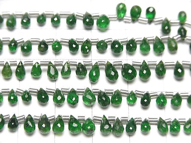 [Video]High Quality Tsavorite Garnet AA++ Drop Faceted Briolette half or 1strand beads (aprx.7inch/18cm)