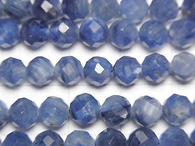 [Video]High Quality! Kyanite AA++ 64Faceted Round 6mm half or 1strand beads (aprx.15inch/37cm)