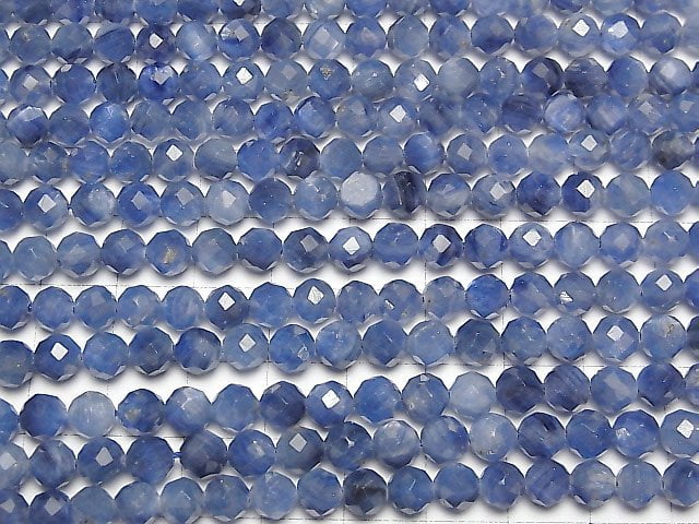 [Video]High Quality! Kyanite AA++ 64Faceted Round 6mm half or 1strand beads (aprx.15inch/37cm)